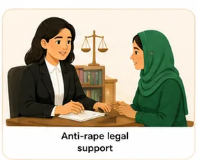 خاتون قانونی مشیر سے اپنے حق کے بارے میں بات کر رہی ہے