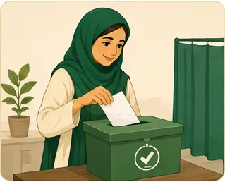 خاتون ووٹ ڈال رہی ہے