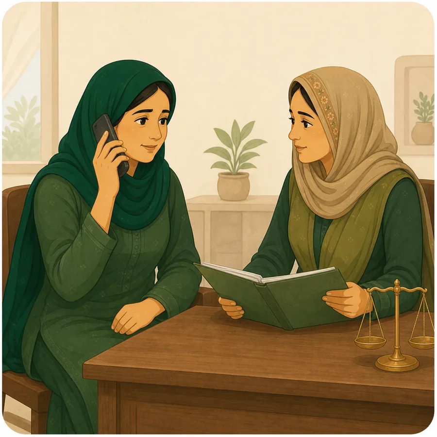 خاتون محفوظ دفتر میں مدد کے لیے فون کر رہی ہے